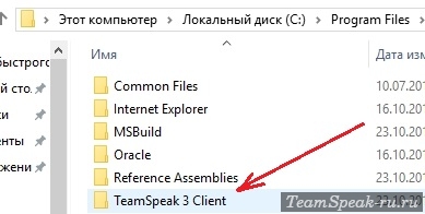 Папка с установленным TeamSpeak 3 Папка с установленным TeamSpeak 3