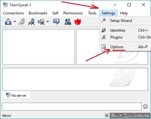 Вход в настройки TeamSpeak 3 Вход в настройки TeamSpeak 3