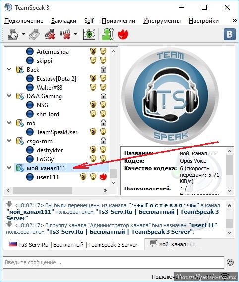 Своя комната на сервере TeamSpeak Своя комната на сервере TeamSpeak