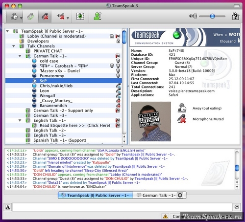 TeamSpeak 3 для MAC OS TeamSpeak 3 для MAC OS