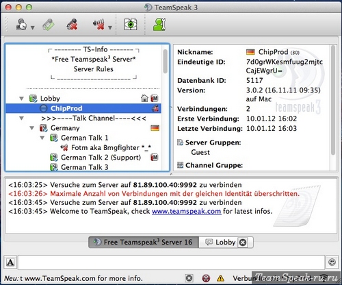 TeamSpeak 3 для MAC OS TeamSpeak 3 для MAC OS